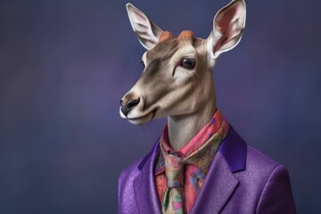 Anthropomorphic deer dressed in a suit like a businessman. business concept. AI generated, human enhanced