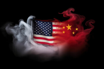 Wall Mural - Abstract background of confrontation between two countries, USA and China. AI generated, human enhancement