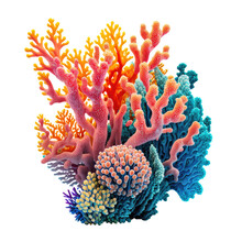 Colorful Corals Isolated On Transparent Background - Generative AI
