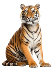 Wall Mural - Tiger Sitting Isolated on Transparent Background - Generative AI

