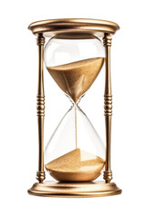 Wall Mural - vintage golden hourglass isolated on transparent background - generative ai