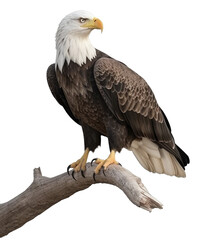 Wall Mural - Bald Eagle on a Branch Isolated on Transparent Background - Generative AI
