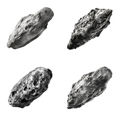 Wall Mural - oblong asteroid set isolated on transparent background - generative ai