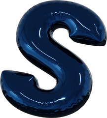 3d rendering of the alphabet letter made of blue foil balloon isolated