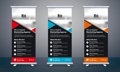 Wall Mural - Marketing-agency-Roll-up-banner-template-vector-design
