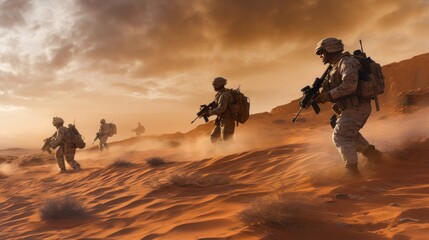 Wall Mural - Special Forces Soldiers at Desert