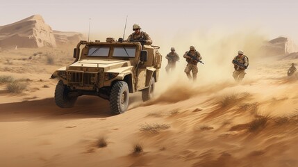 Wall Mural - Special Forces Soldiers at Desert