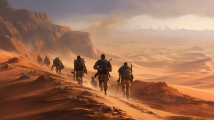 Wall Mural - Special Forces Soldiers at Desert