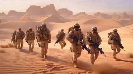 Wall Mural - Special Forces Soldiers at Desert