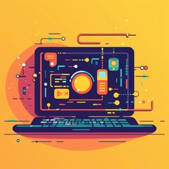 Code Programming, Coding Icon Vector made with Generative AI