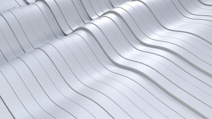 Wall Mural - white 3d render abstract background. bright and simple stripe wave animation surface for clean busin