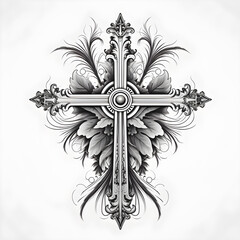 Wall Mural - Cross tattoo, cross art, AI, Generative AI, Generative, Art