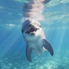 Wall Mural - Portrait dolphin in the ocean AI Generative