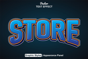 Wall Mural - store text effect with blue color graphic style and editable.