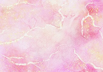 Poster - Modern art painting in alcohol ink, Abstract Pink fluid art with gold luxury marble stone texture background