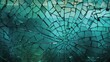 A shattered glass window with a vibrant green background. Generative AI