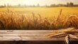 © Cloudyew - A wooden table with a bunch of wheat on top of it. Generative AI
