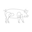 Pig in one line logo icon. Pig continous line art icon vector. Abstract vector linear illustration of pig. pork vector icon. line art. Vector illustration