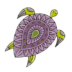 Poster - Ornate Turtle design. Tortoise art print isolated on white. Vector illustration