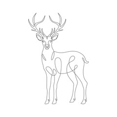 Wall Mural - Deer line art icon. Deer continuous line drawing. Deer one line draw graphic vector. Vector illustration