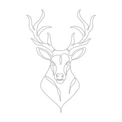 Wall Mural - Deer head one line icon illustration. Single continuous line drawing of deer head. Abstract one line drawing deer head graphic vector. Vector illustration