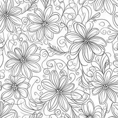  Outlining Simple Lines Floral Pattern Illustration