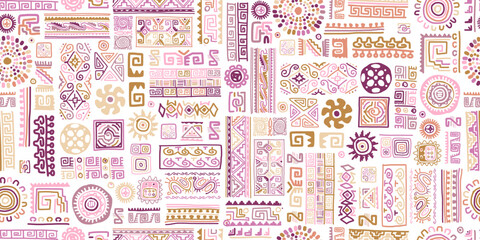 Aufkleber - Ethnic handmade lilac ornament, seamless pattern