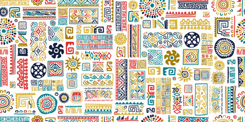 Wall Mural - Ethnic handmade ornament, seamless pattern