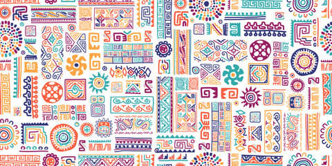 Poster - Ethnic handmade ornament, seamless pattern