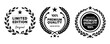 Limited edition premium quality emblem seal circle collection set black and white badge star circle wreath