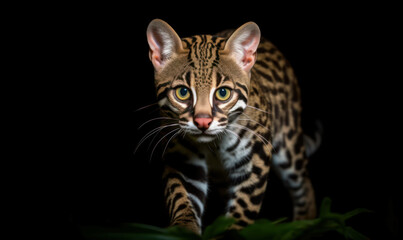 Wall Mural - photo of ocelot in its natural habitat. Generative AI