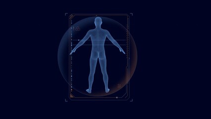 Canvas Print - hud element - animation of human body scanning.
