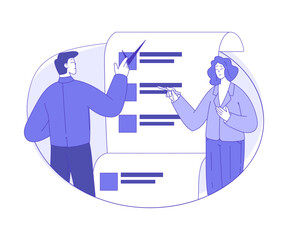 Poster - Office Staff with Man and Woman Marking Checkbox List Working Together Vector Illustration