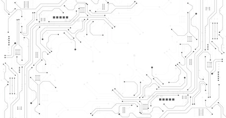 Poster - Technology black circuit diagram concept. High-tech circuit board connection system.Vector abstract technology on white background.	