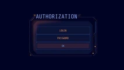 Canvas Print - hud element password entry - animation of authorization window.