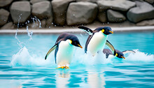 Penguin Swimming In The Pool