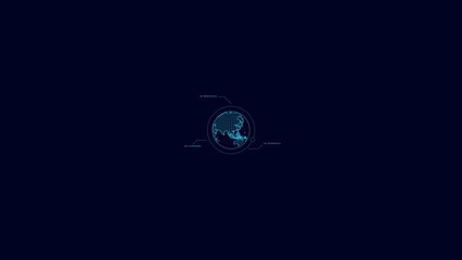 Wall Mural - hud element rotating globe with coordinate callouts