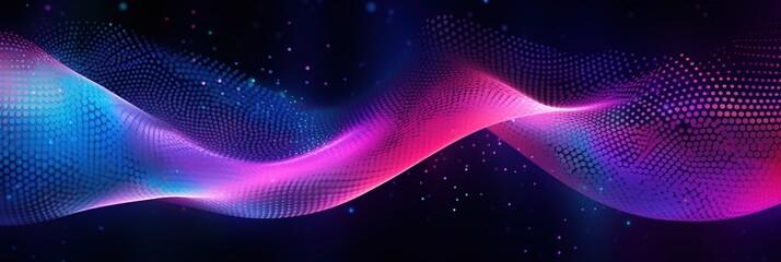 Wall Mural - abstract futuristic background with pink blue glowing neon moving high speed wave lines and bokeh li