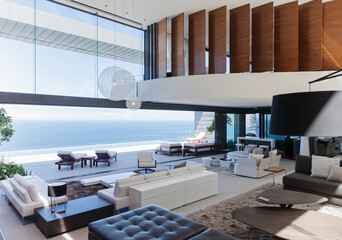 Wall Mural - Modern living room overlooking ocean