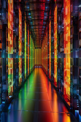 Leinwandbilder - massive scale of a data center housing multiple database servers, emphasizing the importance of reliable and scalable storage solutions. Generative AI technology.