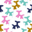 Seamless pattern with poodle balloons. Kids party print. Vector hand drawn illustration.