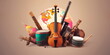 © Лилия Захарчук - World Music Day featuring iconic instruments from various cultures and regions. Generative AI