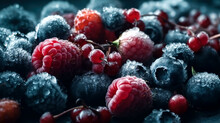 Fresh Frozen Forest Berries Close-up, Generative AI.