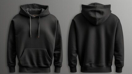 Wall Mural - Blank black male hoodie sweatshirt long sleeve template Generative AI