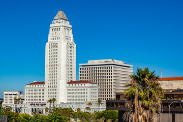 Wall Mural - Los Angeles historic city hall under blue sky