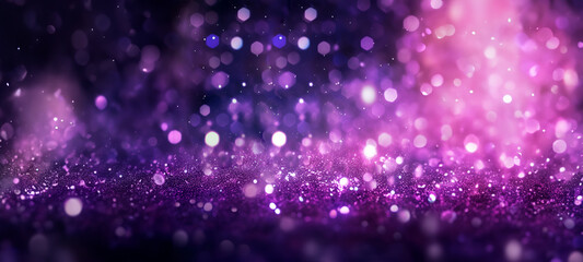 Wall Mural - Abstract creative template. Violet lavender purple, glitter glam shiny abstract bokeh background vibrant colours de-focused wallpaper banner. 3D rendering	