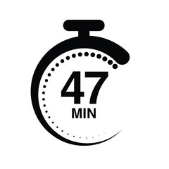 47 minutes timer stopwatch vector illustration isolated on white background.