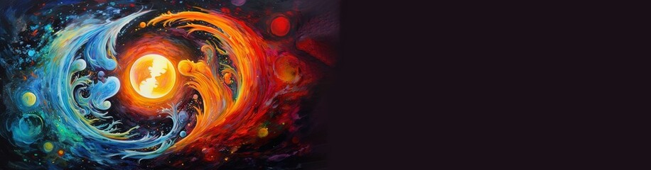 Wall Mural - the soul and the cosmic yin yang are celebrating the cosmos and the moon. beautiful spiritual illust