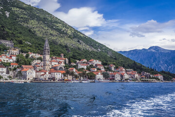 Sticker - Perast historical town in Kotor Bay on Adriatic Sea, Montenegro