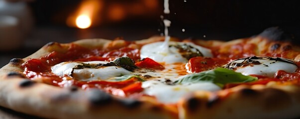 A Tasty Neapolitan Pizza Closeup Generative AI